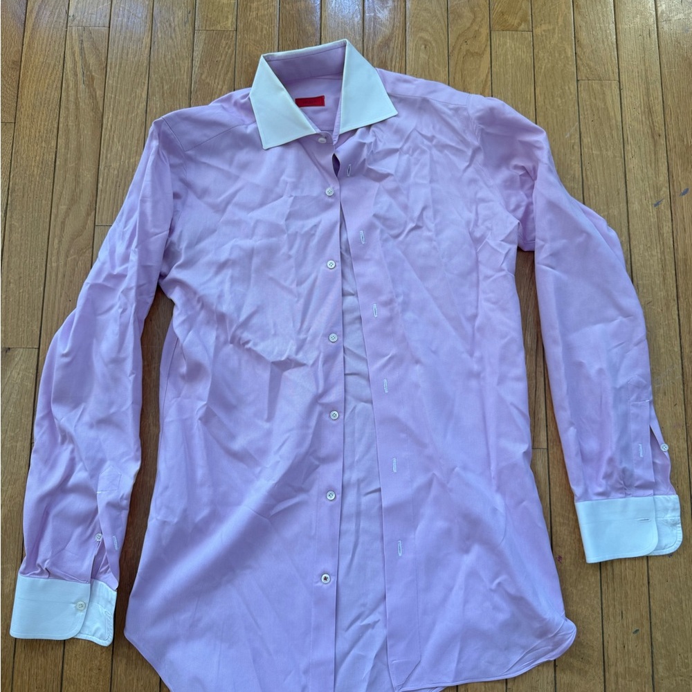 Isaia Light Pink Dress Shirt with White Accents